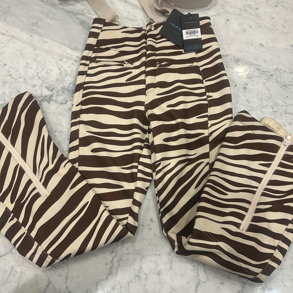 Cynthia Rowley Brown and Cream Zebra Ski Print Pants